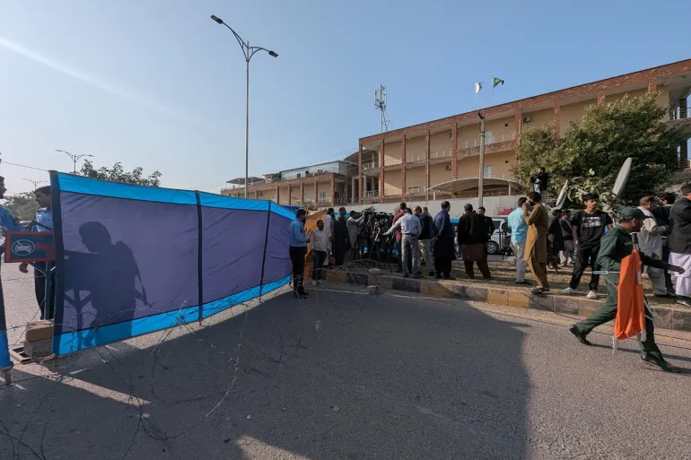 Authorities placed barbed wire and dividers to stop access to the site of what is being called a suicide bombing