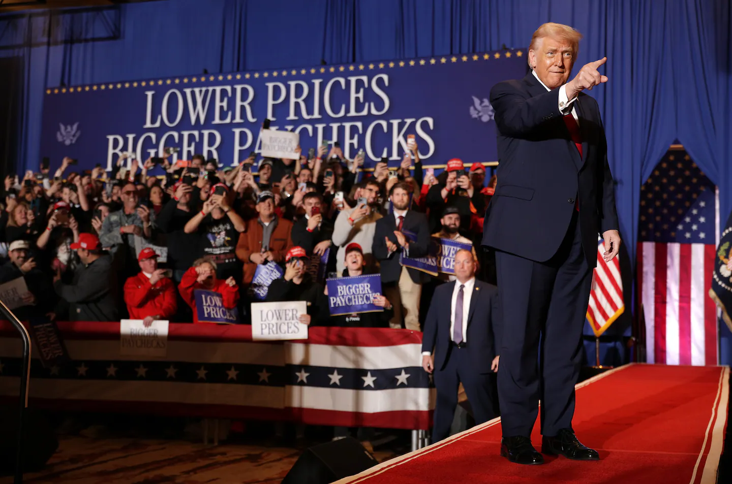 President Donald Trump arrives at an event to speak about the economy Tuesday at Mount Airy Casino Resort in Mount Pocono, Pennsylvania.