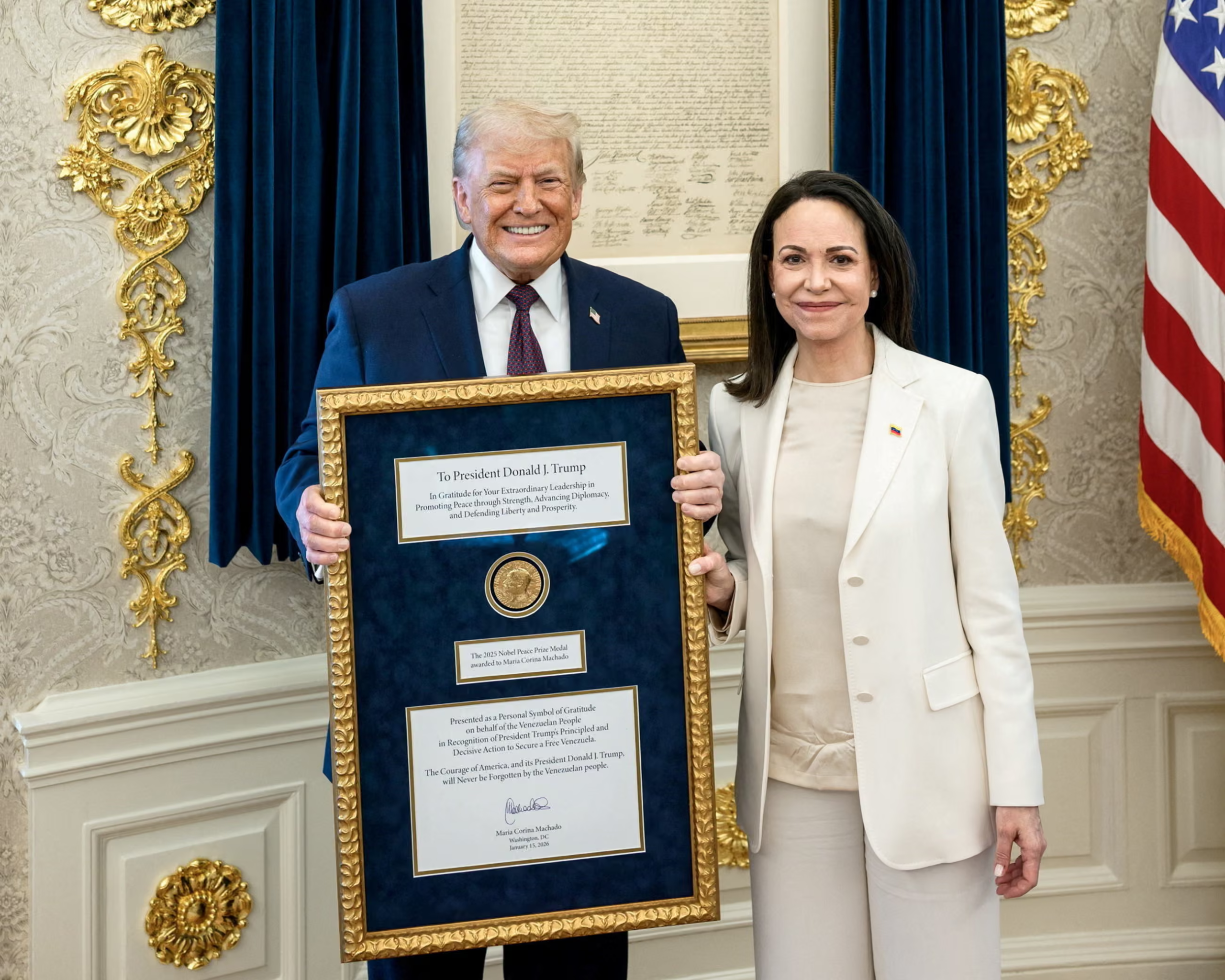 Donald Trump vincula amenazas de confiscar Groenlandia con el desaire al Premio Nobel en una carta