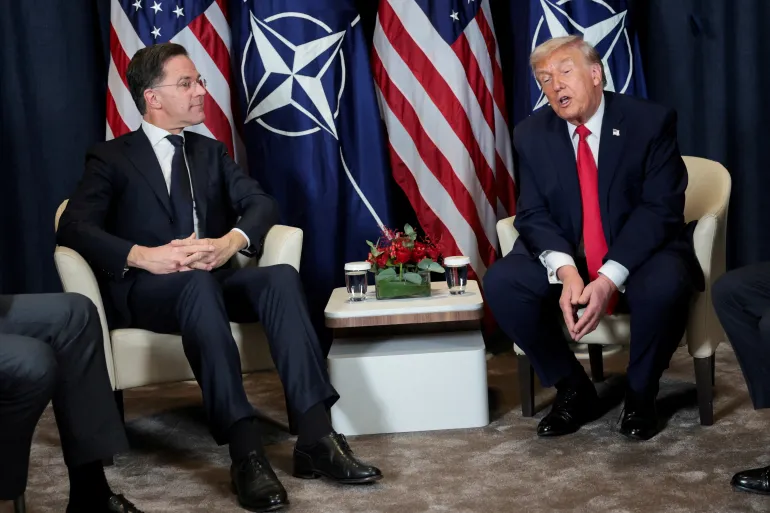 US President Donald Trump holds a bilateral meeting with NATO Secretary-General Mark Rutte at the World Economic Forum in Davos, Switzerland, on January 21, 2026