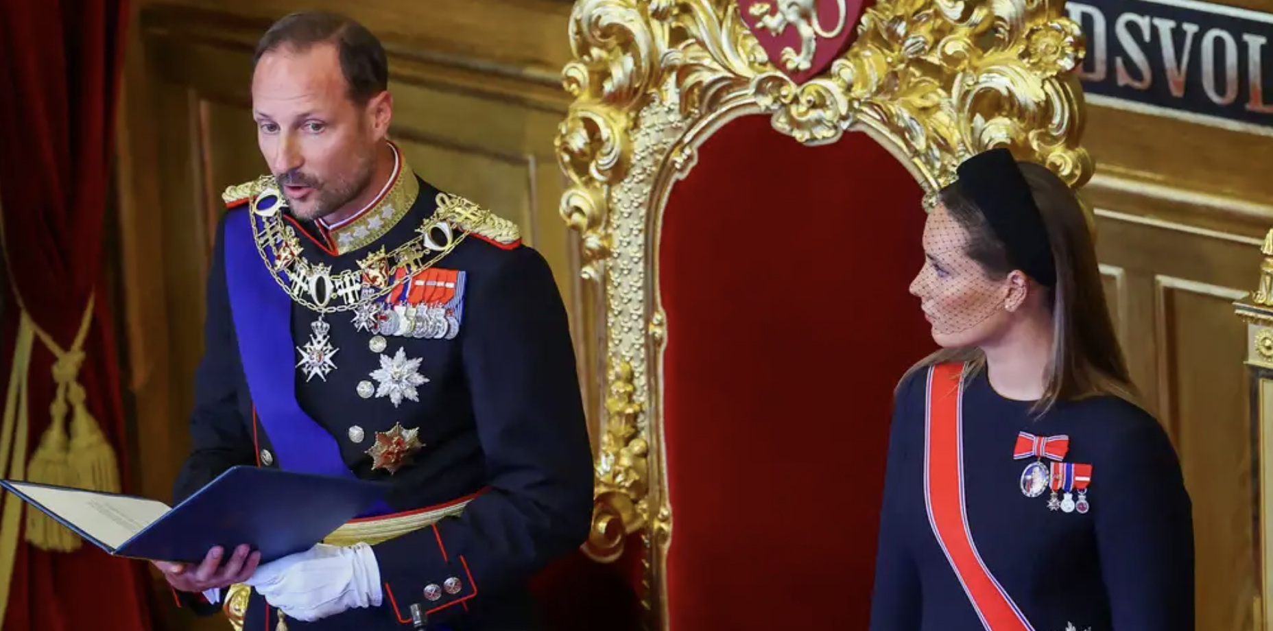 King Haakon VIII of Norway taking oath before Parliament
